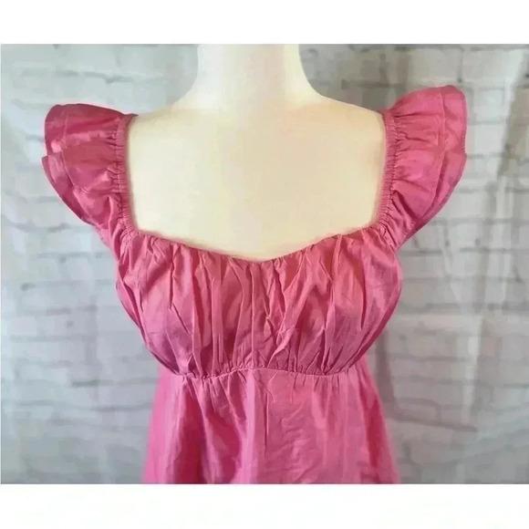 NEW Sim & Sam Puff Sleeve Mini Dress Women's Size M Barbie Pink Flutter sleeve - Picture 8 of 16